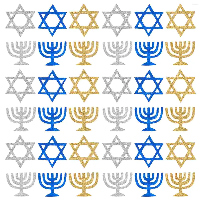 Party Decoration Hanukkah Glitter Cutouts Star David Confetti Holiday Menorah Gold Blue Silver Table Scatter