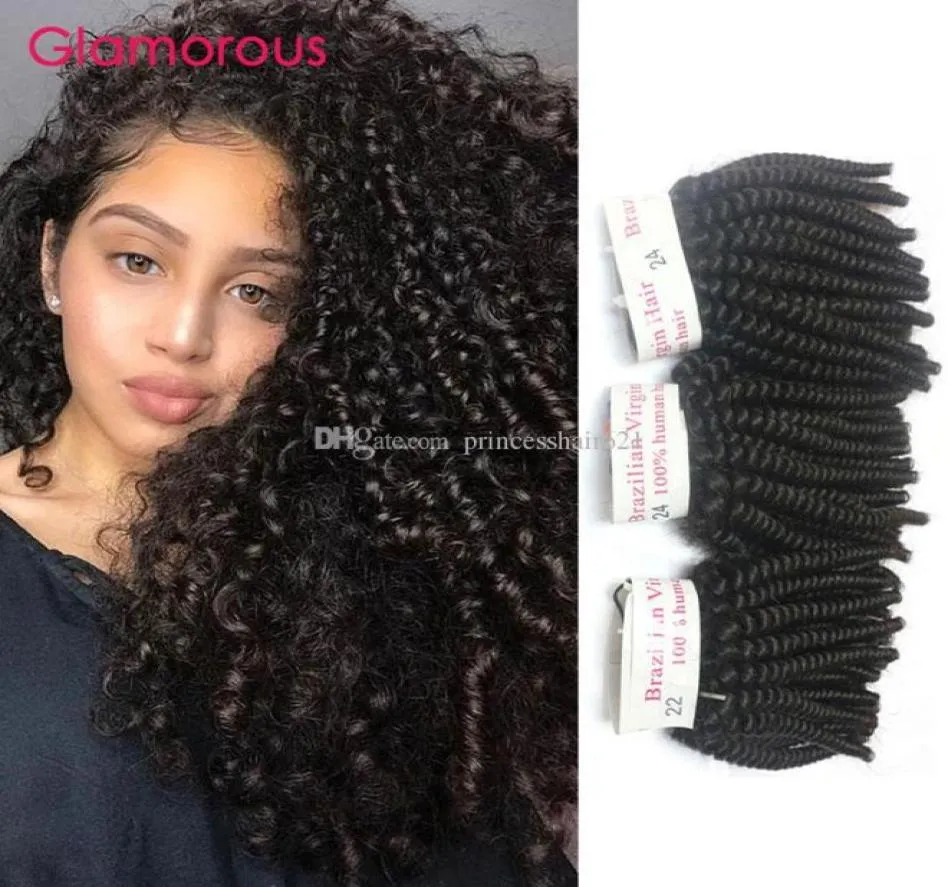 Glamorous Mongolian Kinky Curly Hair Weave 3 Pieces Natural Color Peruvian Brazilian Malaysian Indian Virgin Hair Kinky Curly Hair9941189