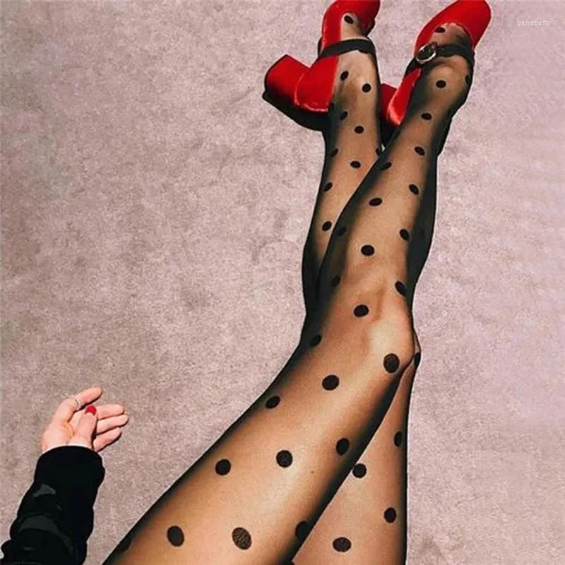 Women Socks Female Stocking Transparent Silk Tights Japan Style Dot Patterned Pantyhose Fashion Sweet Girl Black Sexy