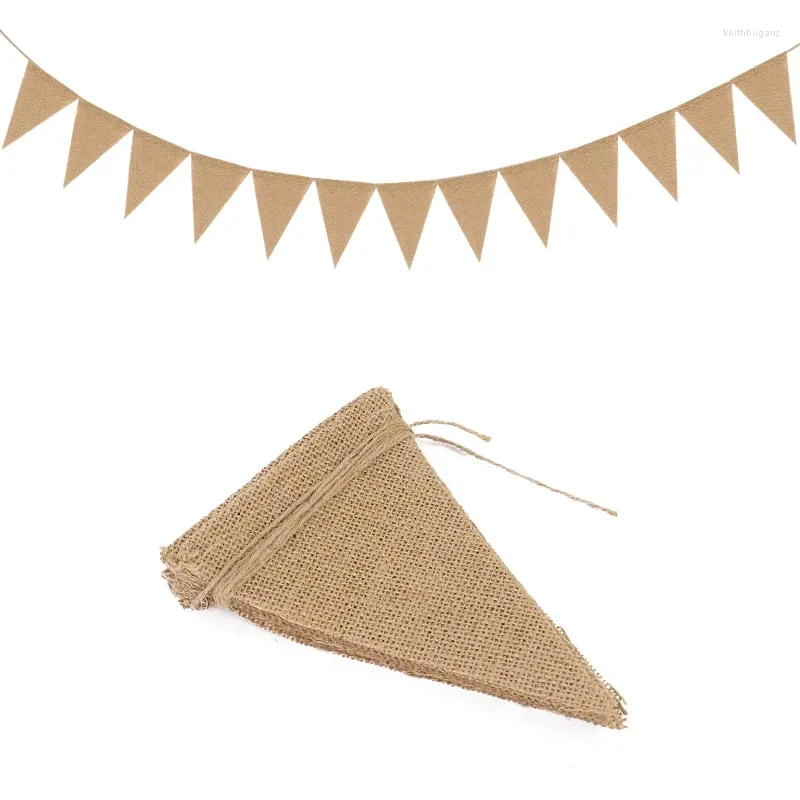 Decoração de festa casamento vintage juta hessian serapilheira banner flâmula aniversário bunting guirlanda po adereços evento pendurado