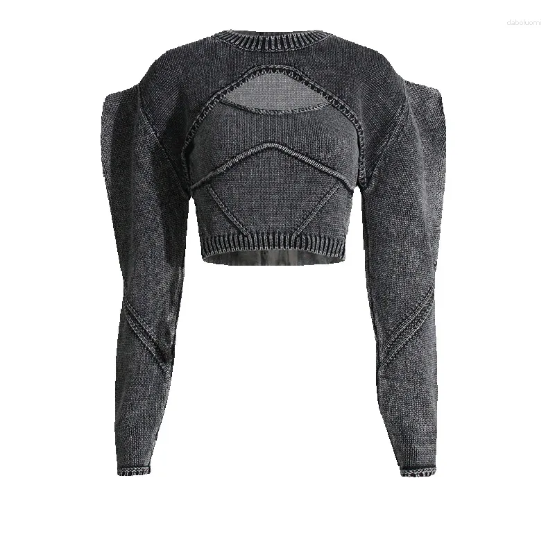 Women's Knits 2024 Personalized Fashion Pullover Round Neck Knitted Two Piece Set Slim Fit Worn Sweater Trend