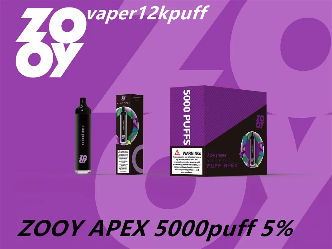 Orijinal Zooy Apex 5000Puff Tek Kullanımlık E-Cigette 12ml Ön Doldurulmuş POD550mAH PUFF5K E-Cigarette Şarj Mücadelesi Bobin E-Cigarette 5% VAPER 10 Flavors