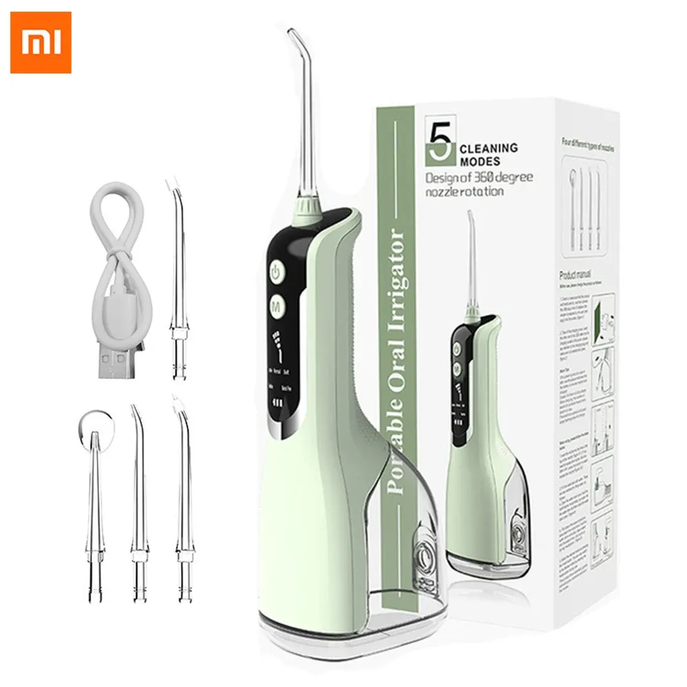 Skrivare xiaomi tänder oral irrigator intelligent jetvatten flosser bleka USB uppladdningsbar 330 ml 5mode vattentät tandbevakare irrigator