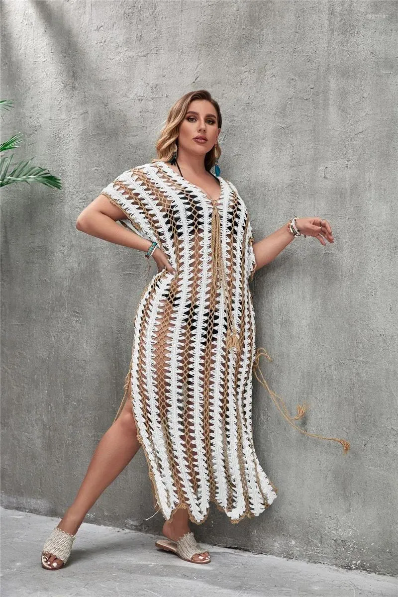 DHgate.com:Plus Size Crochet Tunic Beach Cover-up: Sheer