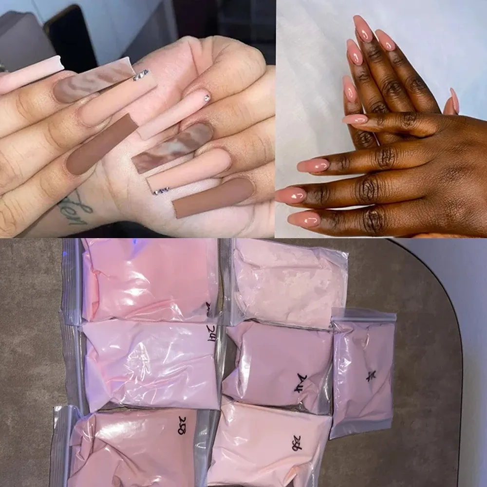 Líquidos 50g/10g de unhas nude acrílico em pó, 10 cores Crystal rosa Extensão/Dip/Gravura Acrílico Pó de Refiliação Branco Limpo