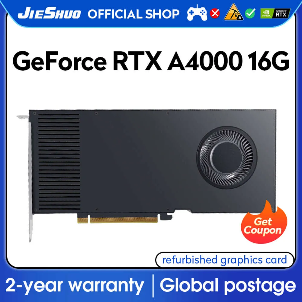 JIESHUO NVIDIA RTX A4000 16GB Turbo Video Grafische Kaart GDDR6 GPU 8nm 256bit RTX4000 16G PC Desktop Game kantoor KAS RVN CFX Etc