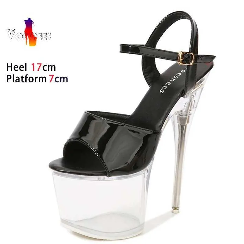 Scarpe eleganti Modello sexy Walk Show Tacchi alti 17CM Stripper Pole Dance Sandali da donna con plateau Sandali con fibbia rossa Tacchi a spillo estivi H24032196Y8UT3W