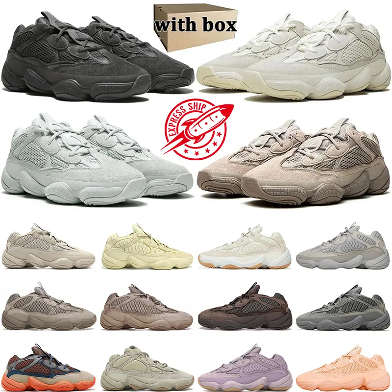 Con Box Designer 500 Scarpe da corsa Uomo Donna 500s Utilità Nero Osso Bianco Sale Blush Grigio cenere Pietra di granito Scarpe da ginnastica sportive da uomo