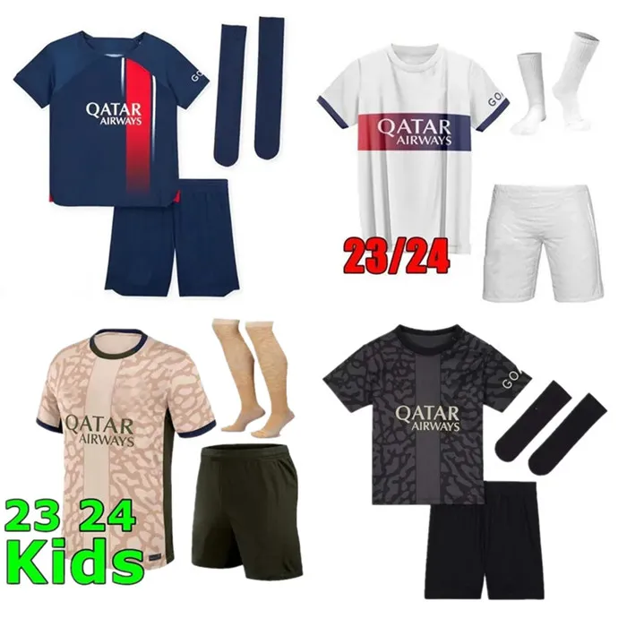 Paris Soccer Jerseys 2024 Mbappe N.Mendes M.asensio Lee Kang In Maillots Football Shirt 24 25 New Paris Kids Kit With Socks Uniform Enfants Maillot de Foot