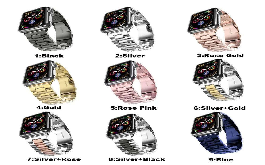 para apple watch band 44mm 42mm 40mm Strap apple watch series 5 4 3 2 pulseira de aço inoxidável preto adaptador de pulseira para designer iwa5949212