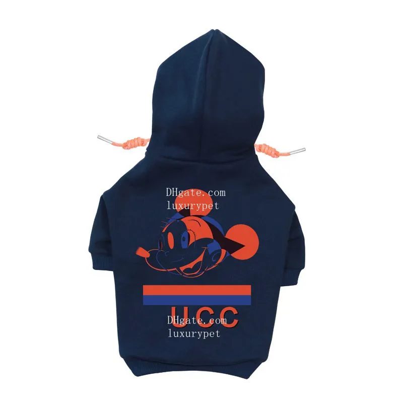 Designer hondenkleding Koude winter hondenhoodie Warme kleine hondensweaters met capuchon met klassiek letterpatroon Zachte katoenen jas voor hond Kat Hoogwaardig puppykostuum A999