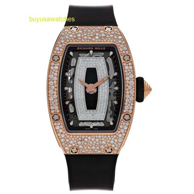 Bellissimo orologio da polso RM Collezione di orologi da polso RM07-01 da donna in oro rosa con agata e diamanti con neve RM07-01 JY