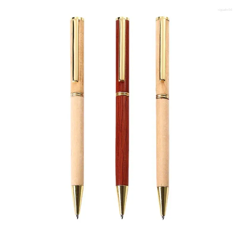 20Pcs Retro Business Wood Ballpoint Pen Office Signature Pens Creative Rotating Metal Gift Advertising