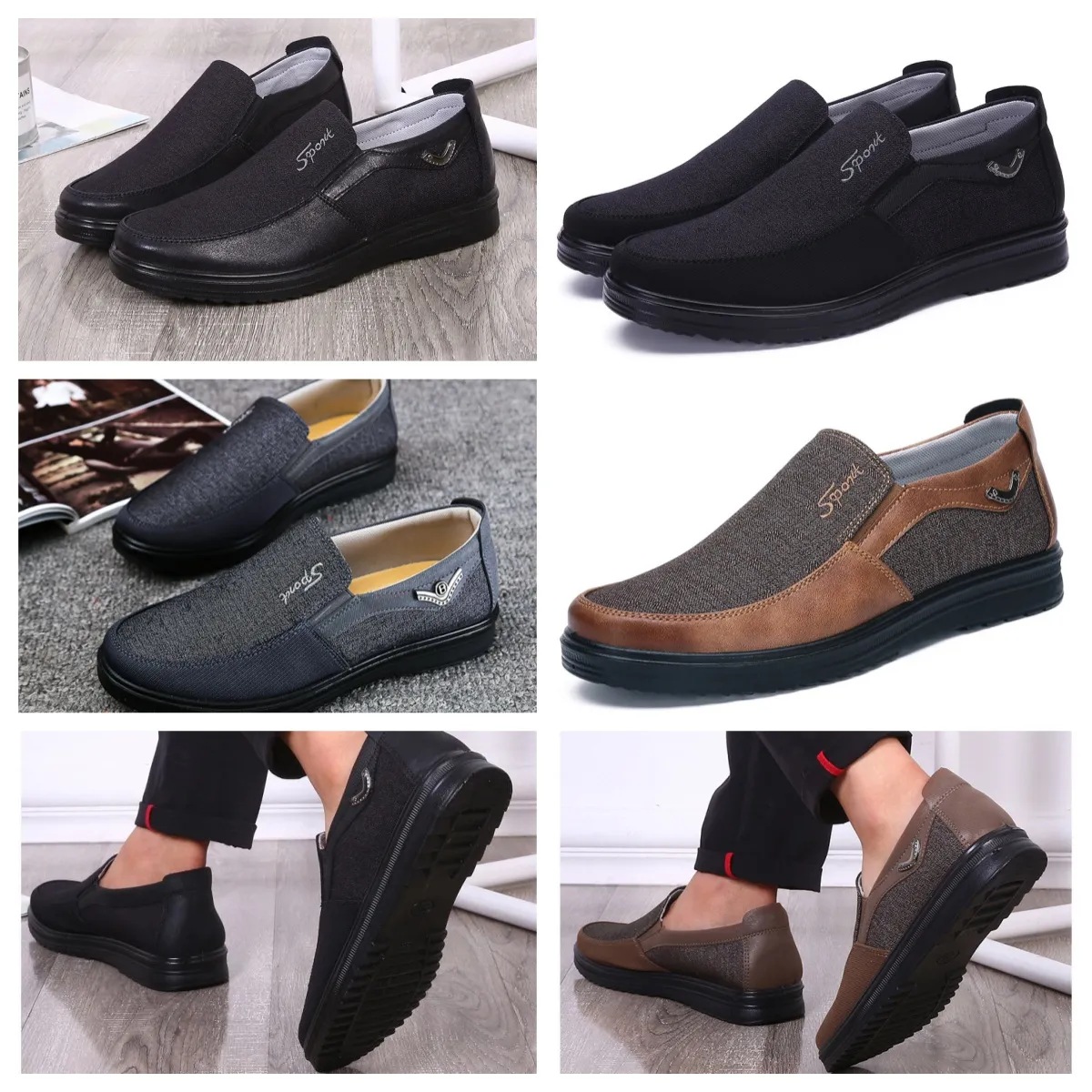 Shoes GAI sneakers sport Cloth Shoes Mens Single Business Low Top Shoe Casual Soft Sole Slippers Flat soled Mens Shoes Black comfort softs big sizes 38-50