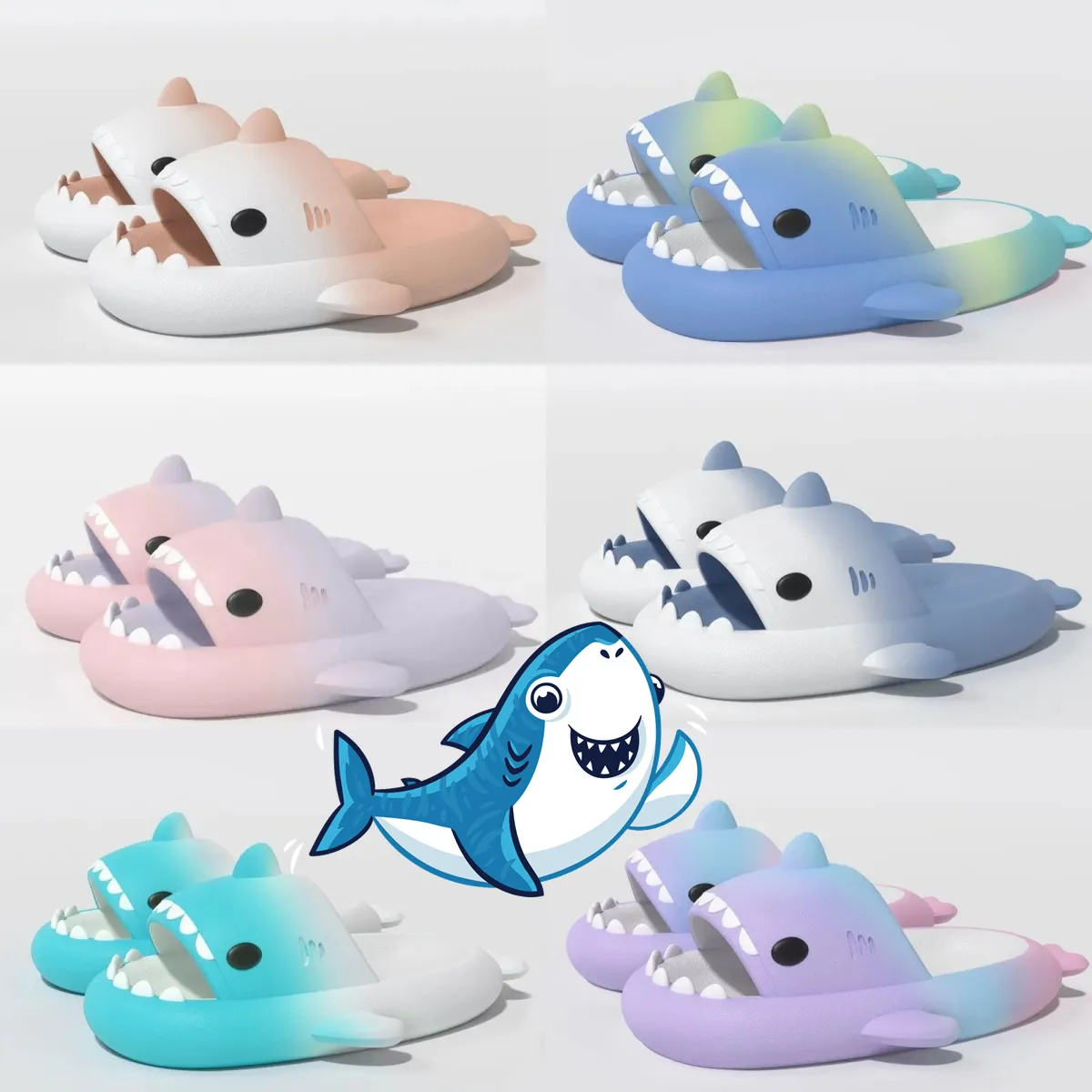 2024 New shoes sandal Summer Shark Slippers Shark Slides Thick Soled Shoes sandals Gradient Flip Flops GAI eur 36-45