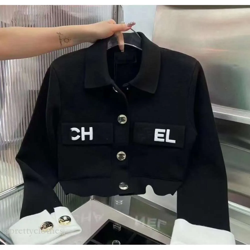 Chanells sapato chanei designer feminino polo pescoço jaqueta temperamento moda manga comprida preto e branco chanei jaqueta 815