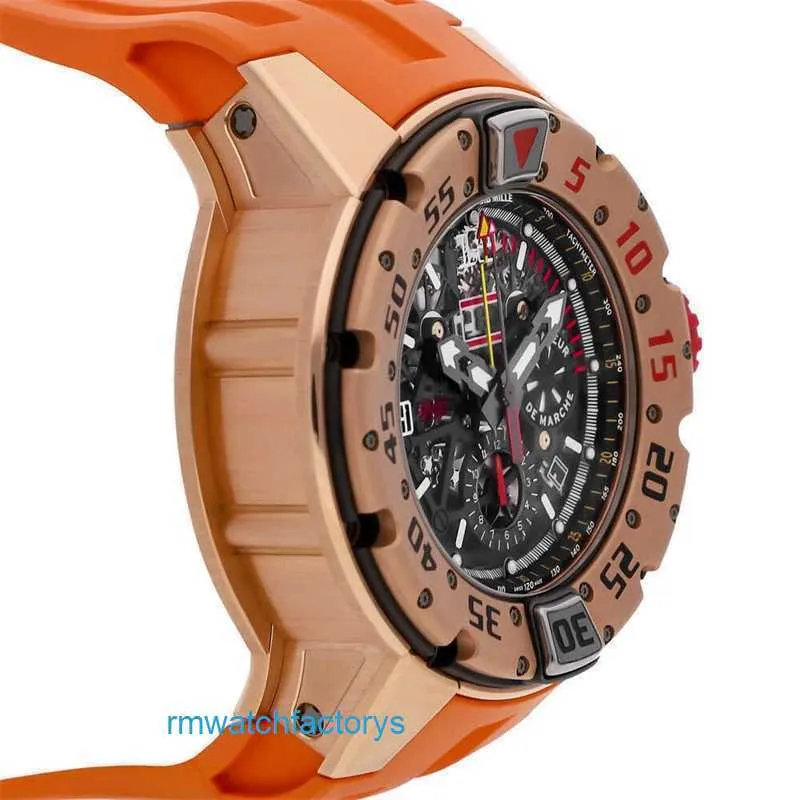 Relógio de pulso feminino Movimento RM RM032 Sweepback Timer Diver Relógio automático masculino dourado RG