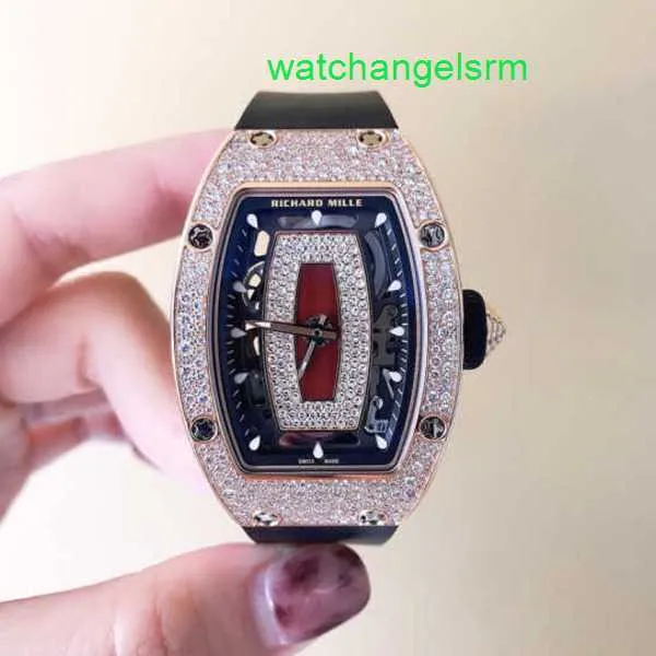 RM Watch Ruch Watch Nice Watch RM07-01 Women's Ceramic Rose Gold Machine 31*45 mm damski stół RM07-01 Rose Gold Original Diamond Red Lip