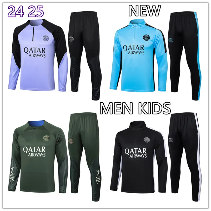 24 25 NEW style PSGEs men and kids Half pull tracksuit 24 25 PARIS football Sportswear training long sleeves suit soccer Jersey uniform adult sweatsuit sets