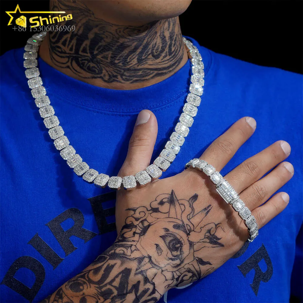 Wholesale Hip Hop Necklace Sterling Sier Jewelry 14K Gold Plated CZ Iced Out Cuban Link Bracelet