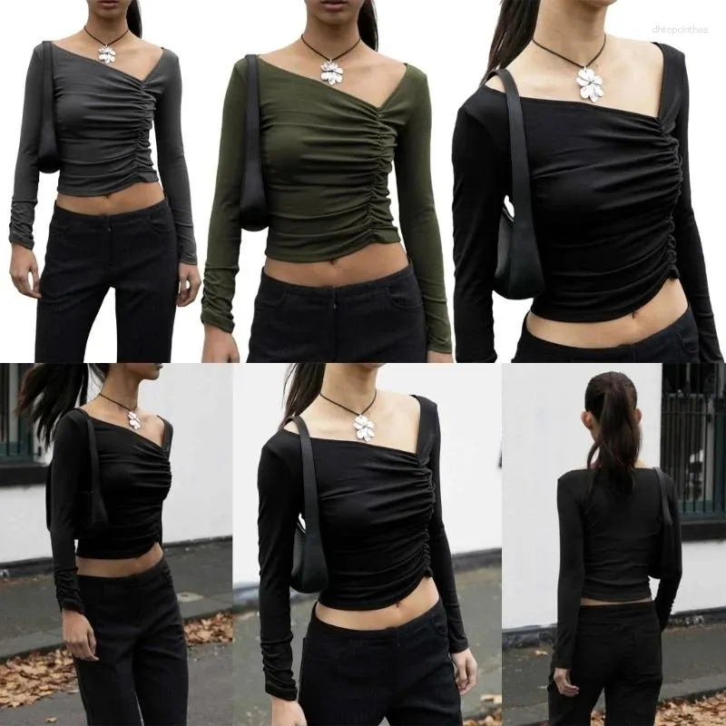 Damen-T-Shirts, modische Damen-Tops, modische Langarm-T-Shirts, passende sexy Streetwear, weibliches Crop-Top, Basic-Herbst-Sweatshirt