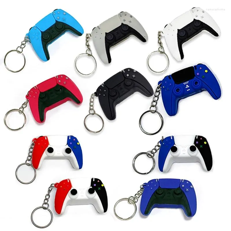 Keychains Ps5 Game Pad Keychain For Men Mini Machine PVC Soft Rubber Car Key Ring Chain Small Pendant Accessories Party Gift