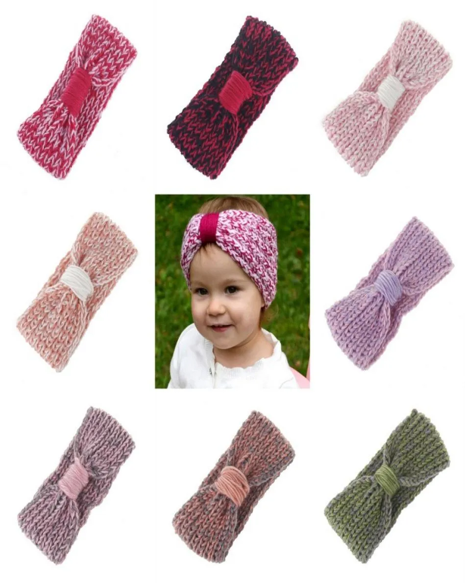 Winter Baby Girl Knit Headband Kids Wool Hairwrap Ear Warmer Hair Band Crochet Accessories Bow Headwear3379707