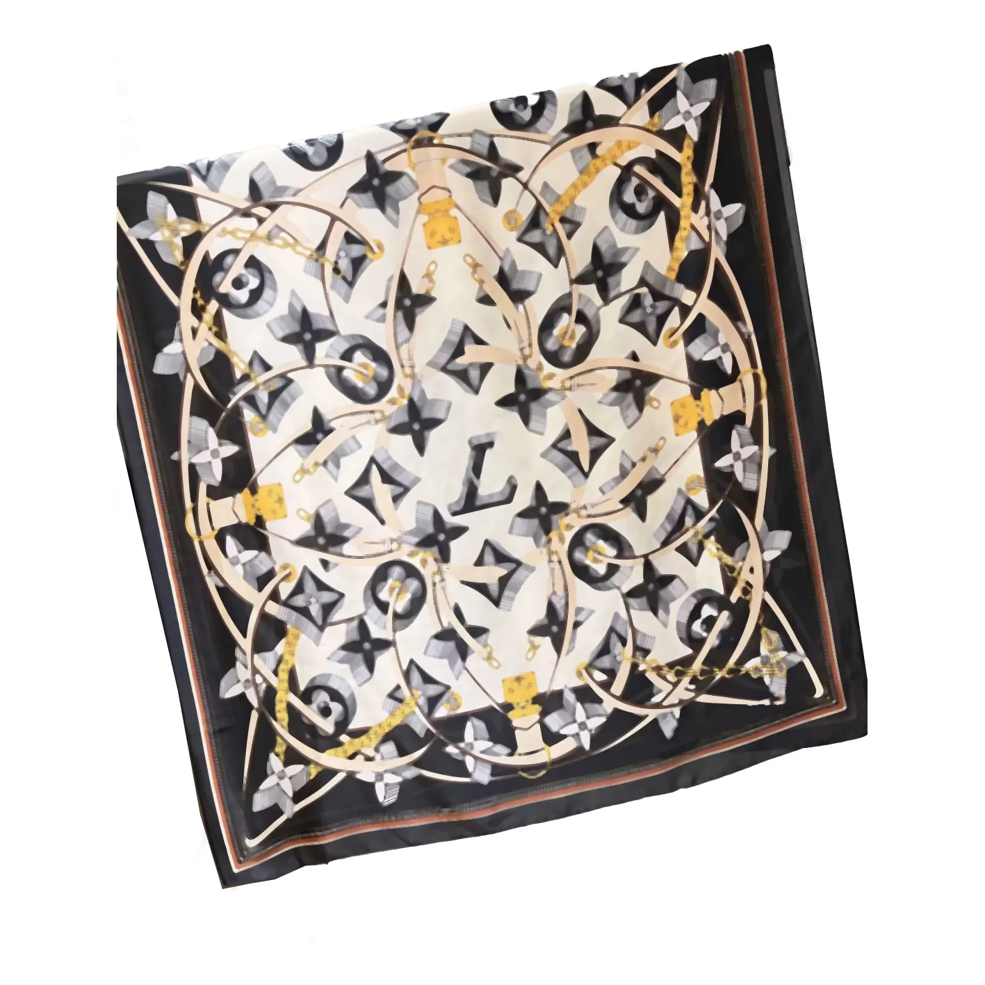 2024 Premium-Designer-Schal mit klassischem Buchstabenmuster, doppelter schwarz-weißer Seidenschal, angenehm zu berühren, hochwertige Mode-Seide, luxuriöser modischer Clutch-Schal, 180 x 90 cm
