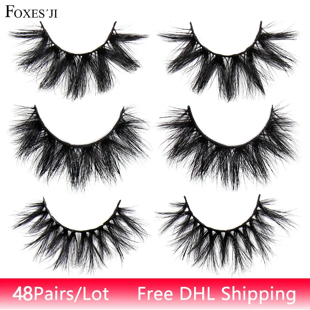 FOXESJI 48Pairslot Lashes Mink Eyelashes Bulk Wholesale Fluffy Volume Soft Wispy 3D Eyelash Full False 240311
