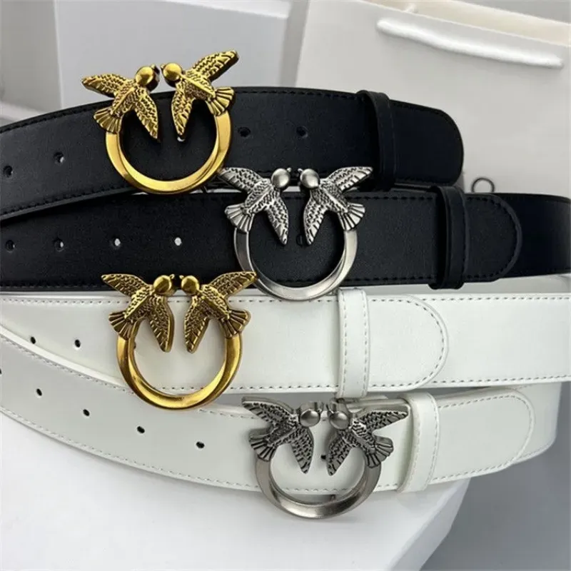 Vintage Designer Belts Brand Cintura Ceintures Mens 4.0 Womens 3,0 cm Swallow Buckle Belt äkta läderbälte Fashion Leisure Bird Buckle Cowhide Belt midjeband