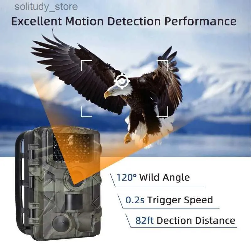 Hunting Trail Cameras HC-802A caméra de suivi de chasse 24 MP 120 degrés 20 mètres plage de détection PIR IP65 étanche équipement extérieur multilingue Q240321