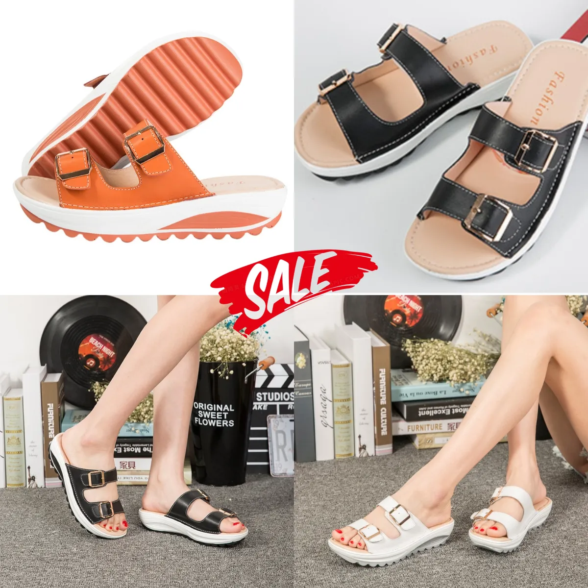 Resistant double-breasted casual women's sandals wear casual shoes outside the home Sandals Slipper GAI Size 35-42