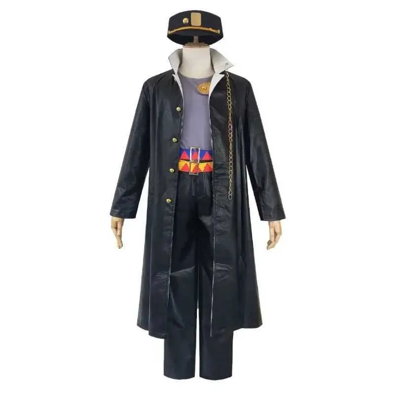 cosplay Trajes de Anime JoJos fantasia aventura role-playing vamos Kujo Jotaros traje Stardust Crusader capa preta masculino e feminino role-playingC24321