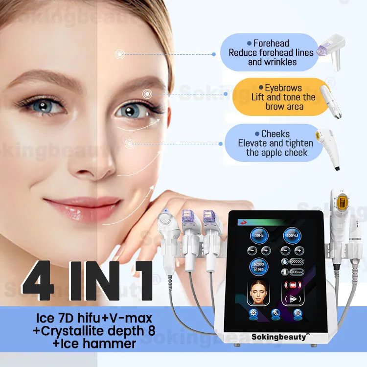 4 EN 1 ICE 7D HIFU Vmax Machine liposonique 7D HIFU Anti-âge minceur Machine Morpheus 8 RF Microneedling dispositif de beauté de levage du visage