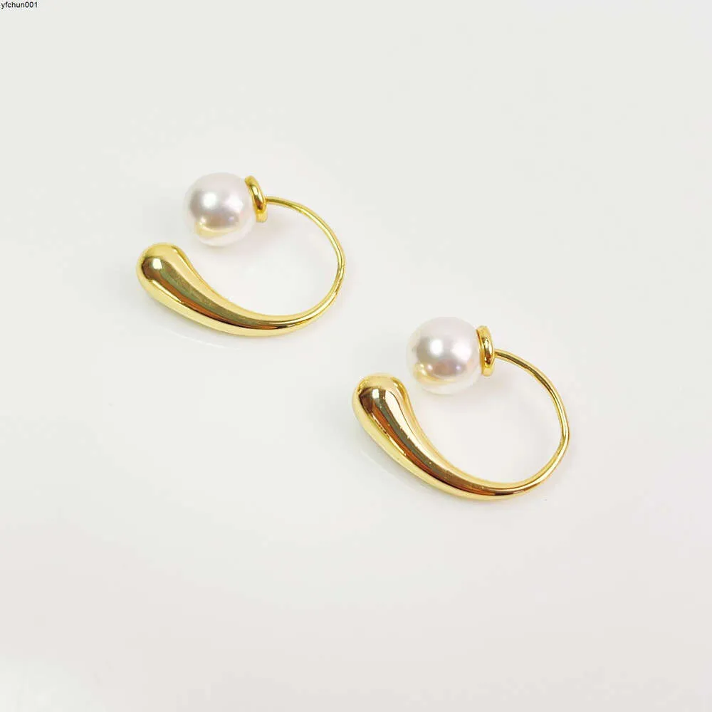 Boucles d'oreilles en perles de conception géométrique fraîche, de Style japonais et frais, Niche haut de gamme, tempérament féminin, plaqué cuivre, or véritable pour femme