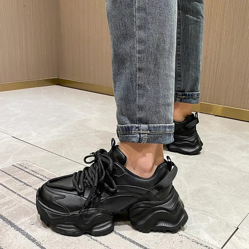 Bulk Chunky Sneakers Platform Round Toe Leather Synthetic Patchwork Lace Up Trainers From Shoes4u 18.03 DHgate.Com