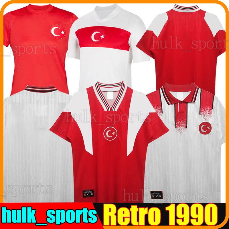 1990 Turkey Retro Soccer Coureys Home 90 Hakan Rustu Basturk Tosun Arda Kalhanos UGC قميص Burak Chemists Day Turkiye National Teem Shirts