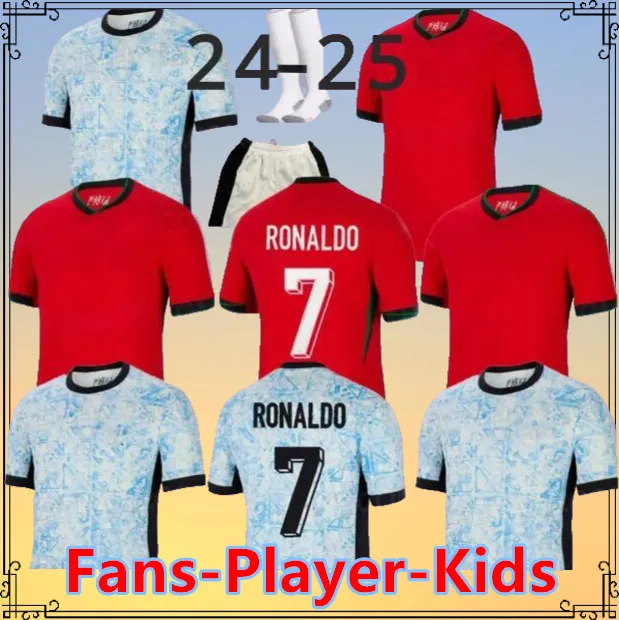 23/24 Portugalia Ronaldo B.Fernandes Koszulki piłkarskie drużyna narodowa 2023 2024 Bruno Fernandes Joao Felix Ronaldo Bernardo Diogo J. Pepe Football Shirt Zestawy skarpet pełne zestawy
