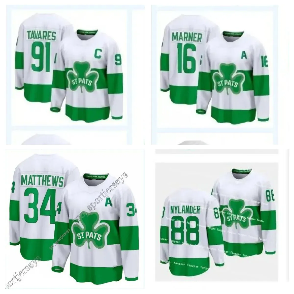 Yeni Varış 34 Auston Matthews 2024 St. Pats Patricks Day Jersey Mitchell Marner Tavares Klingberg Morgan Rielly William Nylander Tyler Bertuzzi Stitiched Formalar