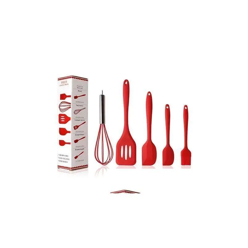 Utensílios de cozinha 5 Pçs / lote Conjuntos de ferramentas de sile inclui pequeno raspador de escova grande batedor de ovo spata para assar e misturar entrega de gota hom dhxal