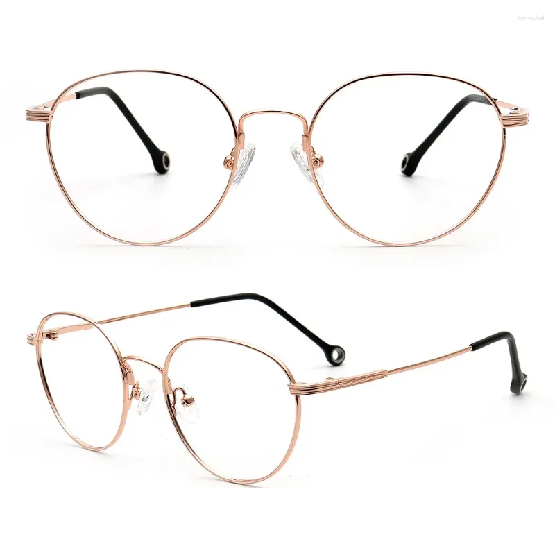 Okulary przeciwsłoneczne okrągłe kobiety pamięć metalowe szklanki mężczyźni optyczne okulary elastyczne vintage złote różowe okulary retro okulary