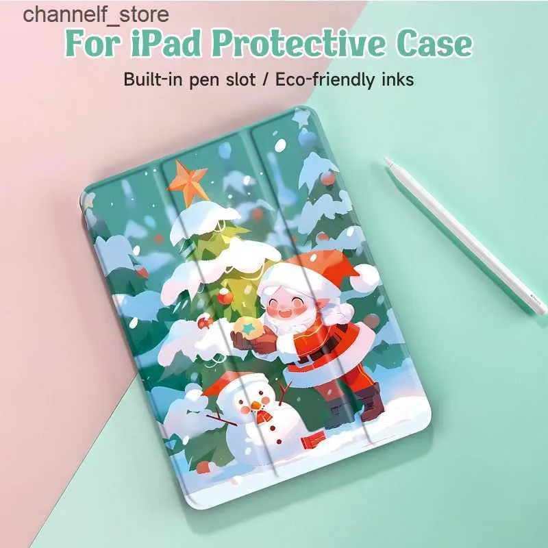 Tablet PC Cases Bags Christmas Case Compatible With iPad 10.2 iPad 9th/8th Generation CoverWith Pen HolderSupports Automatic Sleep/Wake LidY240321Y240321