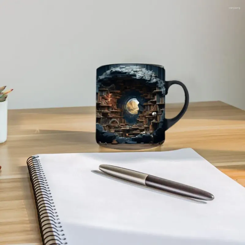 Canecas Caneca de chá Estante Cerâmica Café para amantes de livros Único Biblioteca Prateleira Copo com Padrão Engraçado Latte