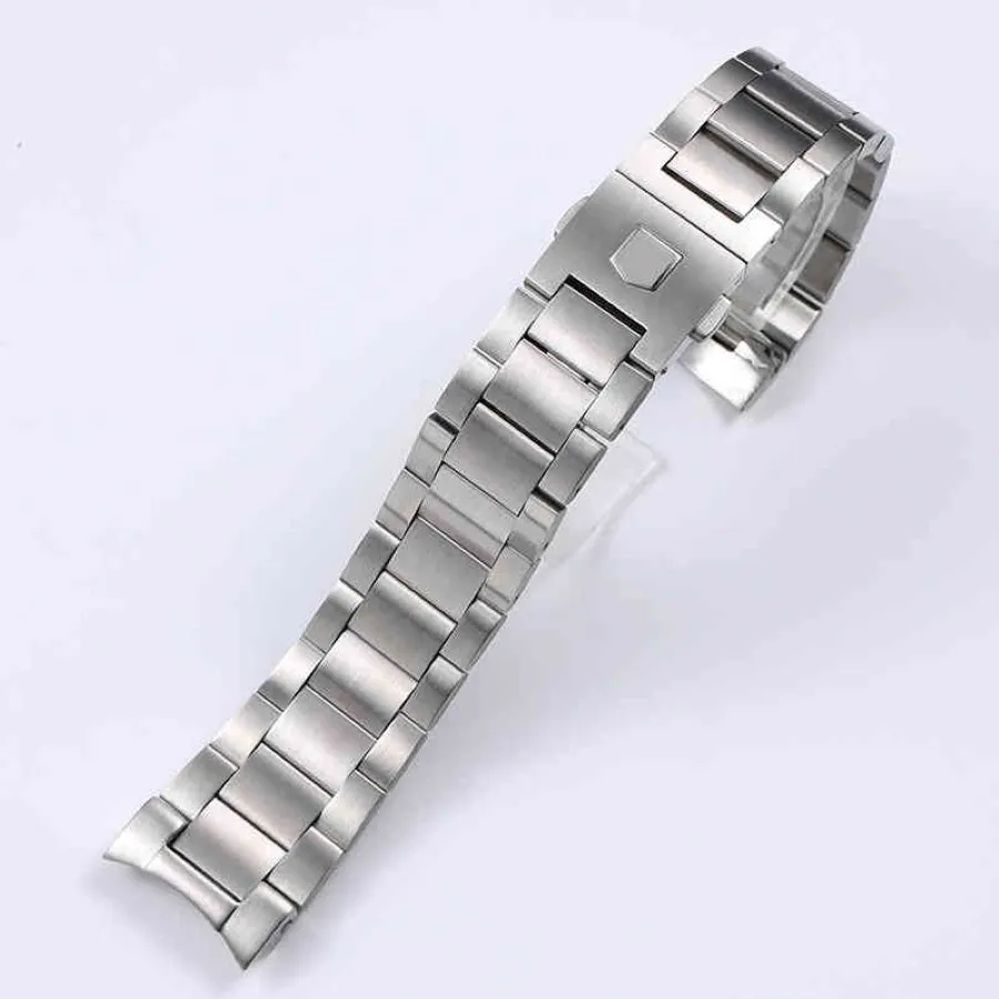 Armbandsrem för taggheuer -serien Solid rostfritt klocktillbehör Band 22mm Steel Silver Matte Texture246y