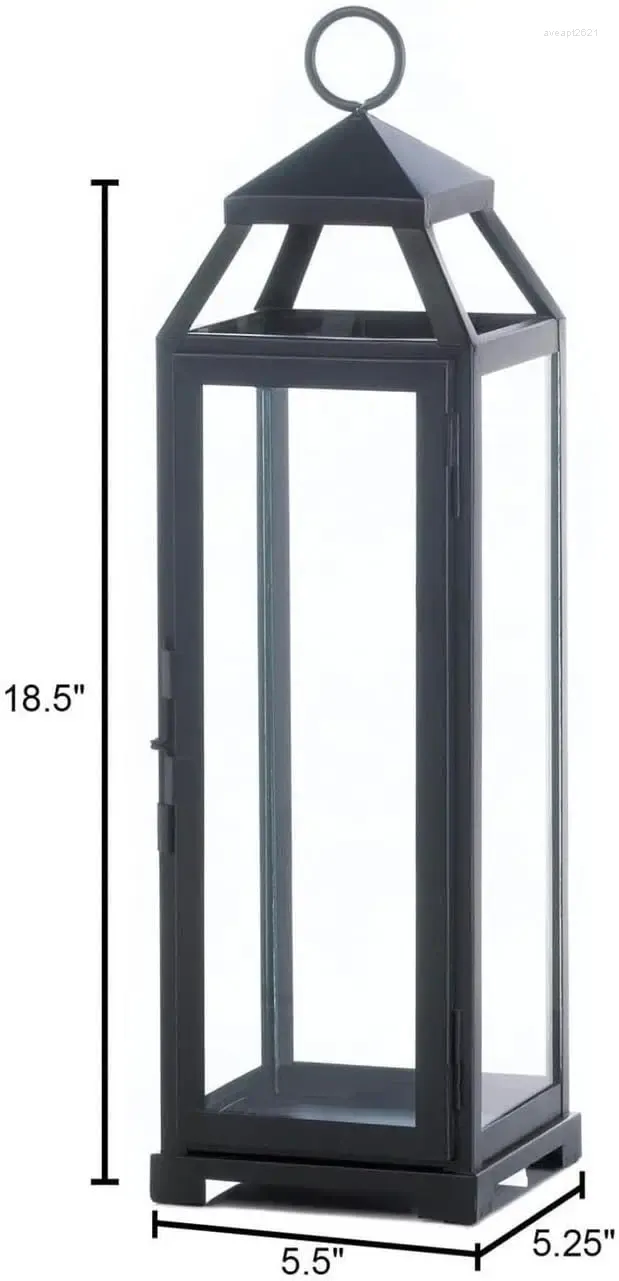 Candle Holders Accent Plus Large Lean & Sleek Lantern Black