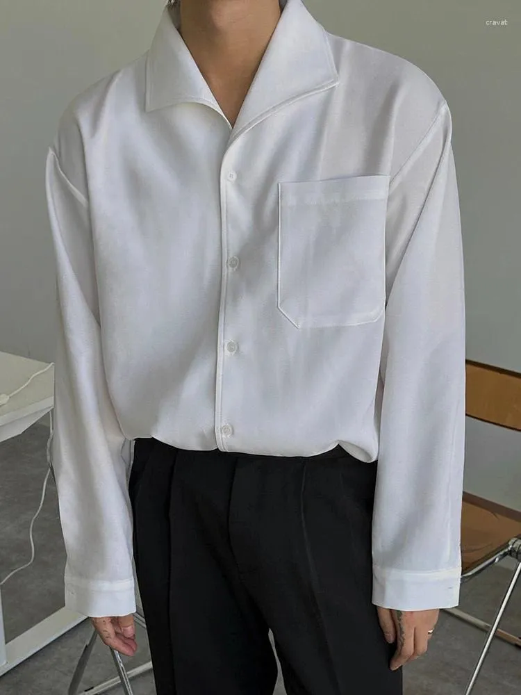 Мужские повседневные рубашки SYUHGFA с лацканами, мужские однобортные однотонные свободные мужские рубашки, модная корейская одежда 2024, весенняя стильная одежда