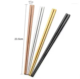 Chopsticks High Grade 304 Stainless Steel Square China Dinnerware Gold Black Silver Color Kitchen Tableware SN1622