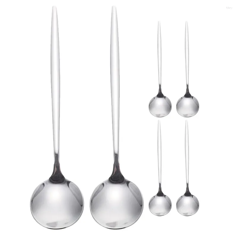 Cuillères 6pcs cuillère ensemble en acier inoxydable dessert soupe table dîner