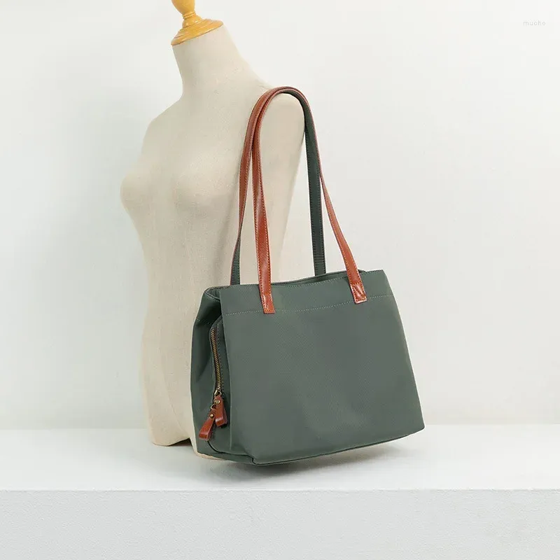 Bolsa feminina com cordão e material oxford, bolsa casual de grande capacidade, bolsa de ombro feminina de alta qualidade, tendência e versátil