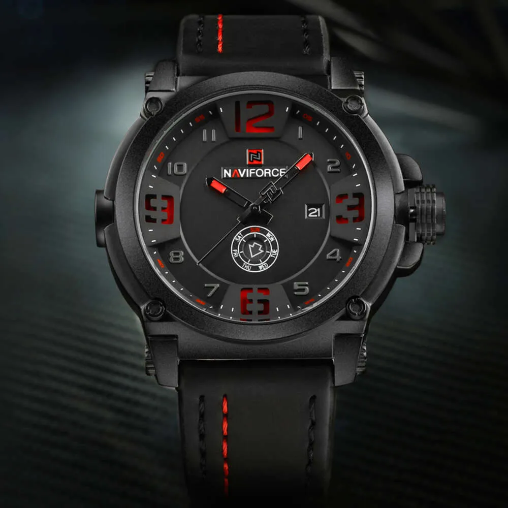 NAVIFORCE NF9099 Hot Sale Sport Men's Watches Top Brand Waterproof Leather Quartz Male Wristwatch 9099 Relogio Masculino
